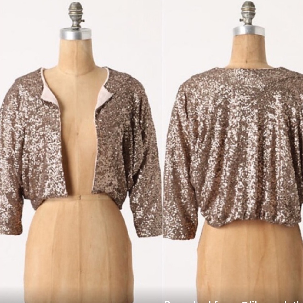 Stitch & Knot Bronze Sequin Crop Blazer